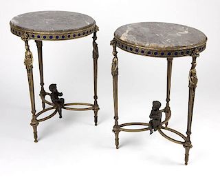 A pair of Louis XVI style gilt-bronze gueridons