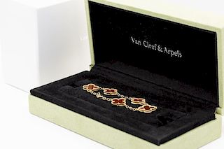 Van Cleef & Arpels 18k Carnelian Alhambra Bracelet