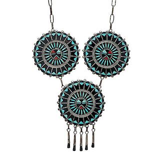 Benjamin and Shirley Tzuni (Zuni, 20th century) Necklace and Earrings 