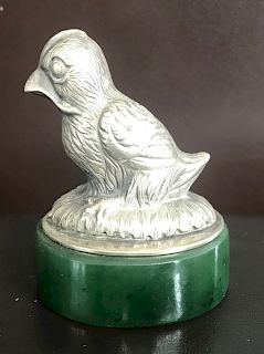 Russian Silver Bird with Nephrite
