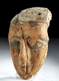 Egyptian Painted Wood / Gesso Mummy Mask