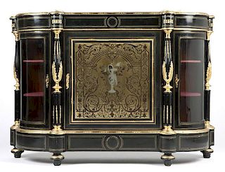 A black lacquer and inlaid gilt bronze-mounted cabinet