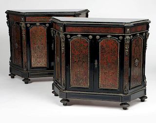 A pair of Napoleon III gilt metal-mounted cabinets