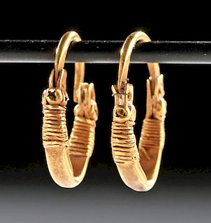 Pair of Hellenistic Greek Gold Earrings - 2.5 g
