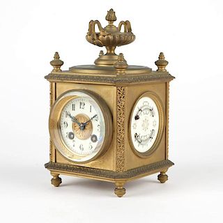 A French gilt-bronze four face mantle clock