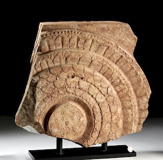 Indian Limestone Relief Panel Fragment - Lotus Mandala