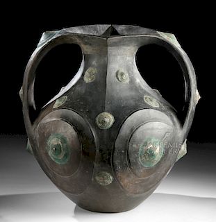 Chinese Han Blackware Amphora, Bronze Bosses - TL & XRF