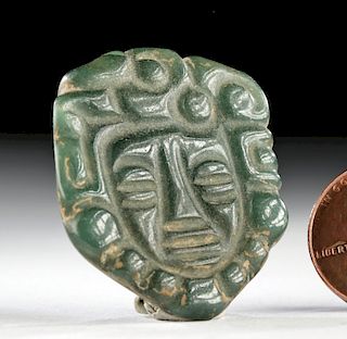 Fine Maya Jadeite Stone Face Amulet