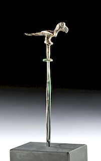 Moche Silver Coca Spoon with Parrot Finial - 3.6 g