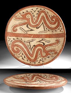 Impressive Cocle Polychrome Plate - Walking Serpent