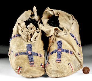 Plains Indians Beaded Leather Moccasins