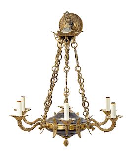 An Empire Style Brass and Tôle Chandelier