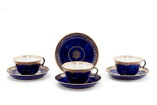A Group of Sèvres Porcelain Teacups and Saucers