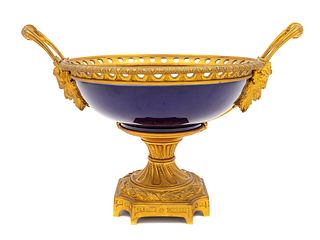 A Sèvres Style Gilt Bronze Mounted Porcelain Center Bowl