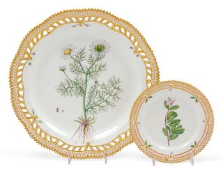 Two Royal Copenhagen Flora Danica Porcelain Plates