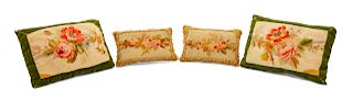 Four Aubusson Tapestry Upholstered Pillows