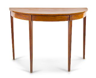 A George III Style Mahogany Demilune Table 