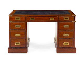 A George III Style Brass Mounted Campaign Desk