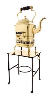 An English Brass Kettle-on-Stand