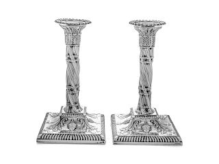 A Pair of Victorian Silver Candlesticks