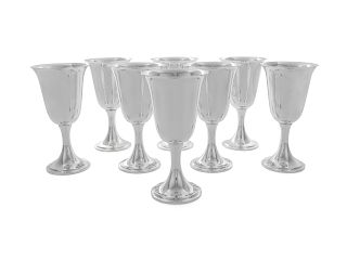 A Set of Eight American Silver Water Goblets