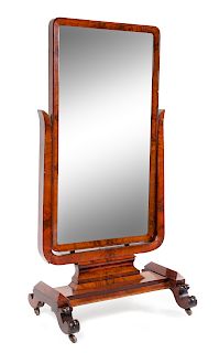 An American Empire Mahogany Cheval Mirror