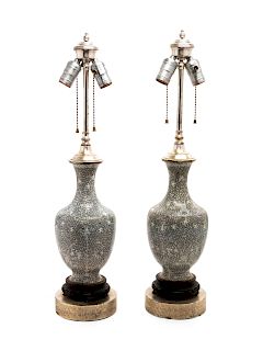 A Pair of Chinese Export Cloisonne Lamps 