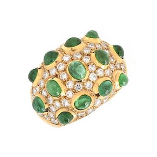 Vintage Emerald and 18 kt. Diamond Ring