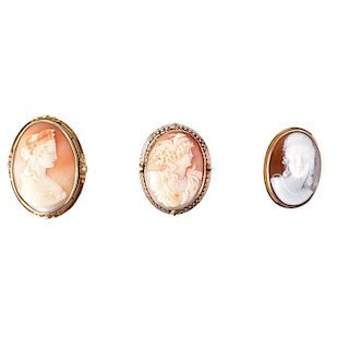 Three Antique Cameo Brooches
