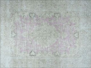 Vintage White Washed Hand Knotted Tabriz Carpet