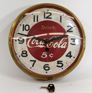Coca-Cola Key Wind Advertising Wall Clock