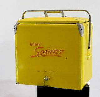 Vintage Drink Squirt Yellow Advertisement Cooler