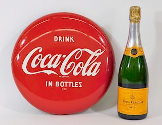 Drink Coca-Cola In Bottles Button Advertising Sign
