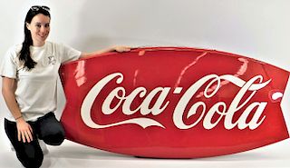 LARGE 6 Foot Fish Tail Coca-Cola Metal Sign