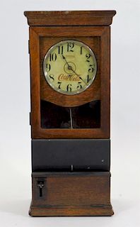 Antique Oak Coca-Cola Advertising Time Clock