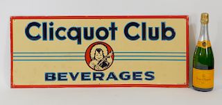 Cliquot Club Embossed Tin Advertising Soda Sign