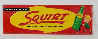 Embossed Tin Squirt Soda Advertising Sign