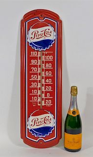 Pepsi Cola Tin Advertising Thermometer Sign