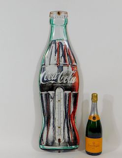 Coca-Cola Bottle Tin Advertising Thermometer Sign