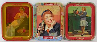 3 Vintage Coca-Cola Advertising Serving Trays