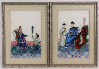 PR 19C Chinese Interior Genre Scene Pith Paintings