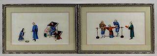 PR 19C Chinese Torture Scene Pith Paintings