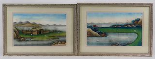 PR 19C Chinese Coastal Landscape Pith Paintings