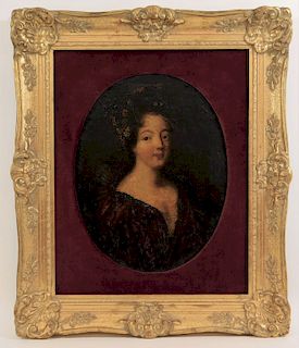 19C Italian O/B Portrait Painting of a Young Woman