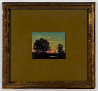 Antonio Cirino Miniature Sunset Landscape Painting