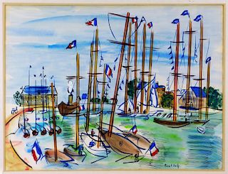 Attrib. Raoul Dufy Fauvist French Marina Painting