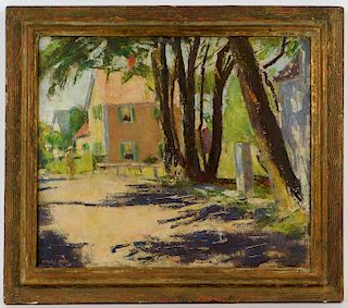Harold Lund Impressionist Suburban Summer Painting