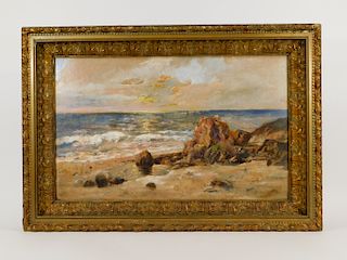 Thomas Openshaw Rocky Shore Seascape Painting