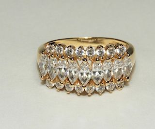 14K Yellow Gold Lady's Cluster Cocktail Ring