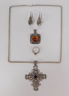 Estate 18K Gold Sterling Silver Crucifix Jewelry